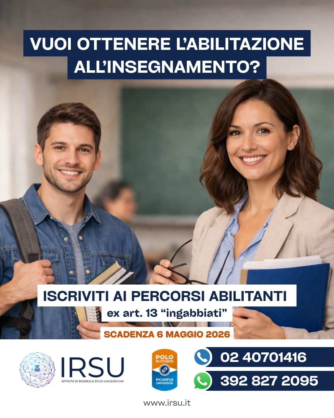 Aperte le iscrizioni ai Percorsi Abilitanti Docenti (30 CFU) ex art. 13 – A.A. 2025/2026