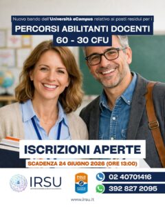 Bando eCampus 2025/2026: posti residui percorsi abilitanti docenti (60 CFU e 30 CFU)